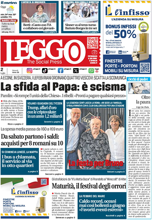 Prima pagina Leggo (Roma) di oggi - Quotidiano nazionale