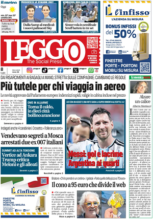 Prima pagina Leggo (Roma) di oggi - Quotidiano nazionale