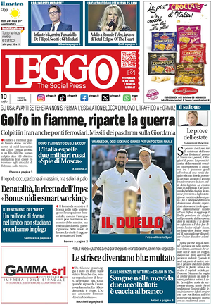 Prima pagina Leggo (Roma) di oggi - Quotidiano nazionale