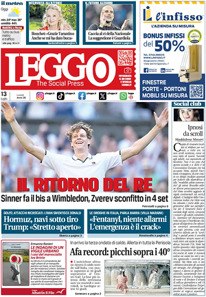 Prima pagina Leggo (Roma) di oggi - Quotidiano nazionale