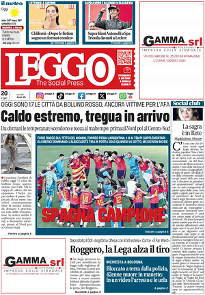Prima pagina Leggo (Roma) di oggi - Quotidiano nazionale