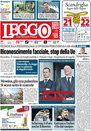 Prima pagina Leggo (Roma) di oggi - Quotidiano nazionale