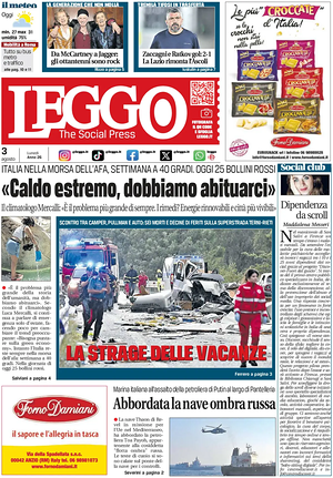 Prima pagina Leggo (Roma) di oggi - Quotidiano nazionale