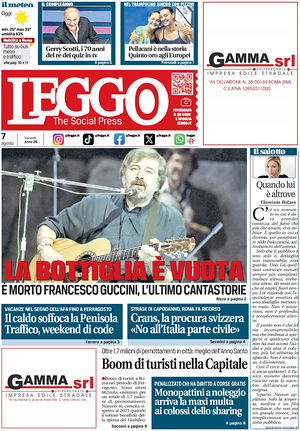 Prima pagina Leggo (Roma) di oggi - Quotidiano nazionale