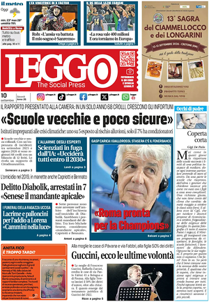 Prima pagina Leggo (Roma) di oggi - Quotidiano nazionale