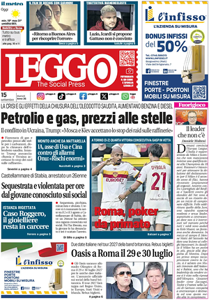 Prima pagina Leggo (Roma) di oggi - Quotidiano nazionale