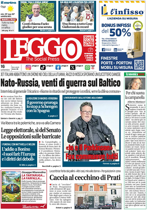 Prima pagina Leggo (Roma) di oggi - Quotidiano nazionale