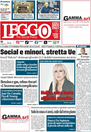 Prima pagina Leggo (Roma) di oggi - Quotidiano nazionale
