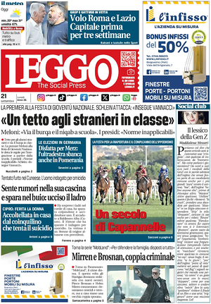 Prima pagina Leggo (Roma) di oggi - Quotidiano nazionale
