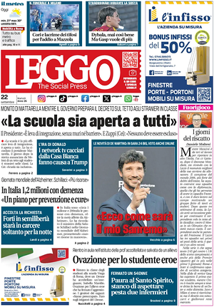 Prima pagina Leggo (Roma) di oggi - Quotidiano nazionale