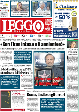 Prima pagina Leggo (Roma) di oggi - Quotidiano nazionale