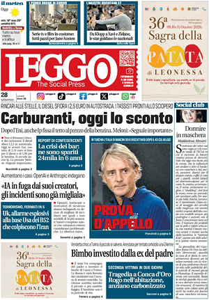 Prima pagina Leggo (Roma) di oggi - Quotidiano nazionale