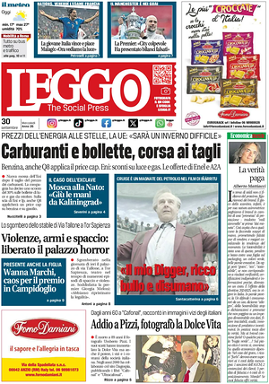 Prima pagina Leggo (Roma) di oggi - Quotidiano nazionale