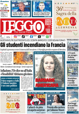 Prima pagina Leggo (Roma) di oggi - Quotidiano nazionale
