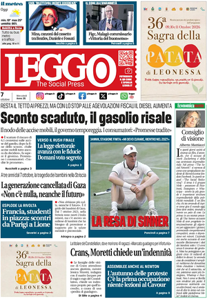 Prima pagina Leggo (Roma) di oggi - Quotidiano nazionale