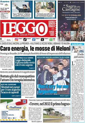 Prima pagina Leggo (Roma) di oggi - Quotidiano nazionale