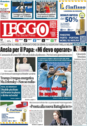 Prima pagina Leggo (Roma) di oggi - Quotidiano nazionale