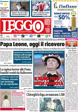 Prima pagina Leggo (Roma) di oggi - Quotidiano nazionale