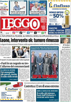 Prima pagina Leggo (Roma) di oggi - Quotidiano nazionale