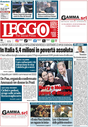 Prima pagina Leggo (Roma) di oggi - Quotidiano nazionale