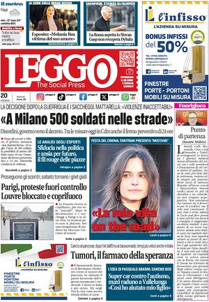 Prima pagina Leggo (Roma) di oggi - Quotidiano nazionale