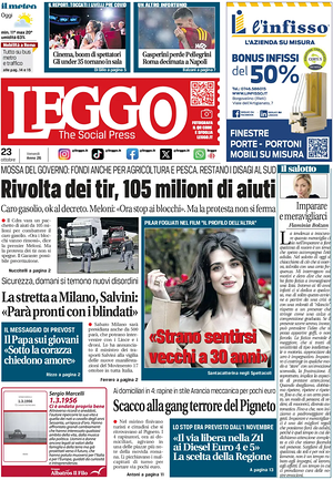 Prima pagina Leggo (Roma) di oggi - Quotidiano nazionale