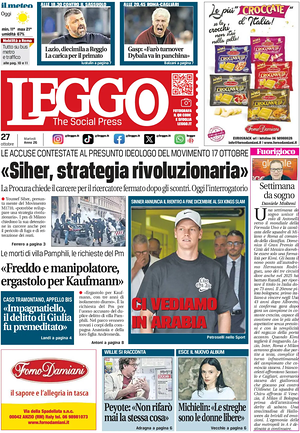 Prima pagina Leggo (Roma) di oggi - Quotidiano nazionale