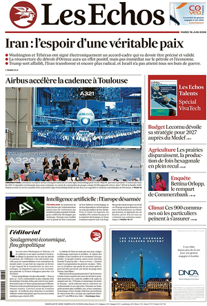 Une de Les Échos du jour - Journal économie