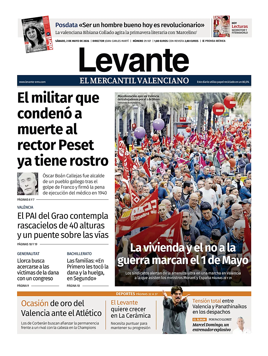 Portada Levante EMV de hoy - Quiosco 2 mayo 2026