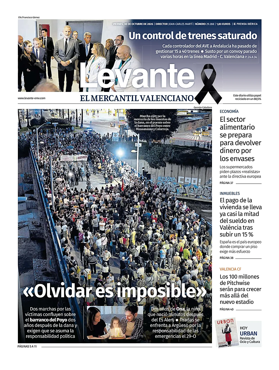 Portada Levante EMV de hoy - Quiosco 30 octubre 2026