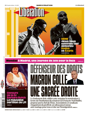 Prima pagina Libération di oggi - Quotidiano estero