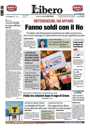Libero Quotidiano prima pagina
