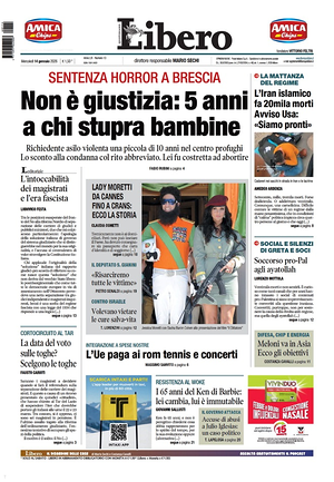 Libero Quotidiano prima pagina