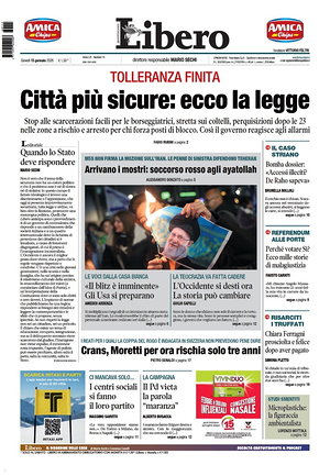Prima pagina Libero Quotidiano di oggi - Quotidiano nazionale