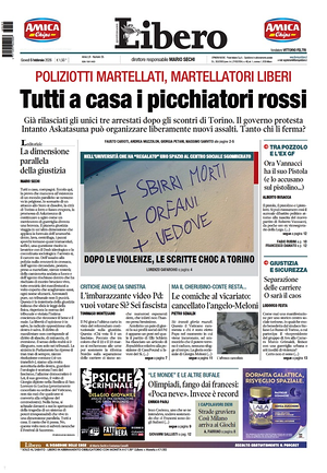 Prima pagina Libero Quotidiano di oggi - Quotidiano nazionale