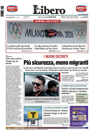 Libero Quotidiano prima pagina