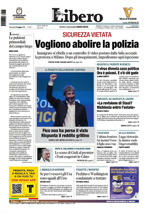Prima pagina Libero Quotidiano di oggi - Quotidiano nazionale