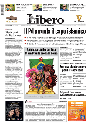 Libero Quotidiano prima pagina