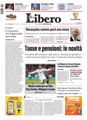 Prima pagina Libero Quotidiano di oggi - Quotidiano nazionale