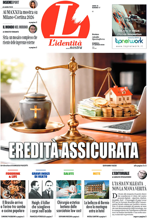 Prima pagina L'Identità di oggi - Quotidiano nazionale