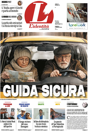 Prima pagina L'Identità di oggi - Quotidiano nazionale