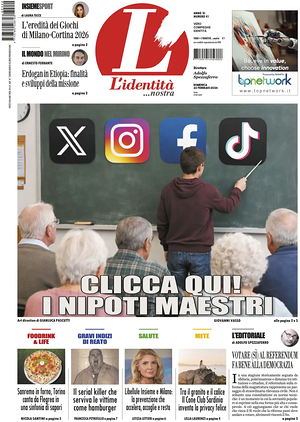Prima pagina L'Identità di oggi - Quotidiano nazionale