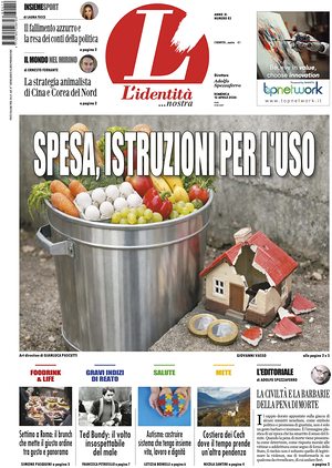 Prima pagina L'Identità di oggi - Quotidiano nazionale