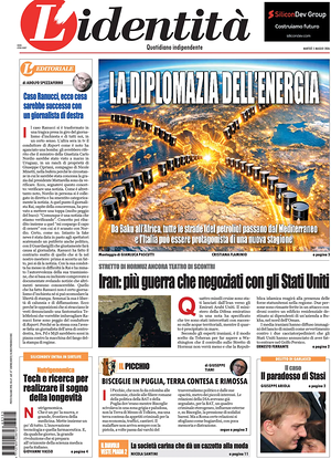Prima pagina L'Identità di oggi - Quotidiano nazionale