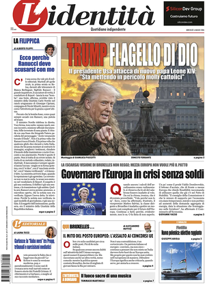 Prima pagina L'Identità di oggi - Quotidiano nazionale