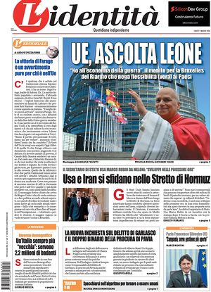 Prima pagina L'Identità di oggi - Quotidiano nazionale