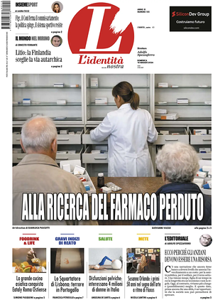 Prima pagina L'Identità di oggi - Quotidiano nazionale
