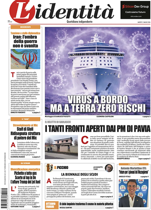 Prima pagina L'Identità di oggi - Quotidiano nazionale
