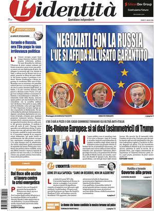 Prima pagina L'Identità di oggi - Quotidiano nazionale