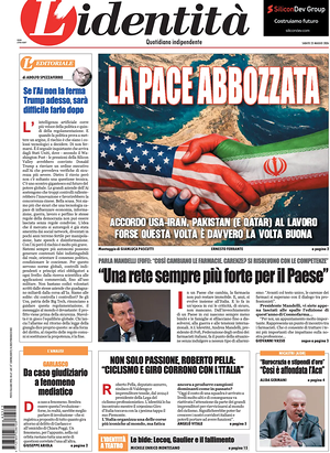Prima pagina L'Identità di oggi - Quotidiano nazionale